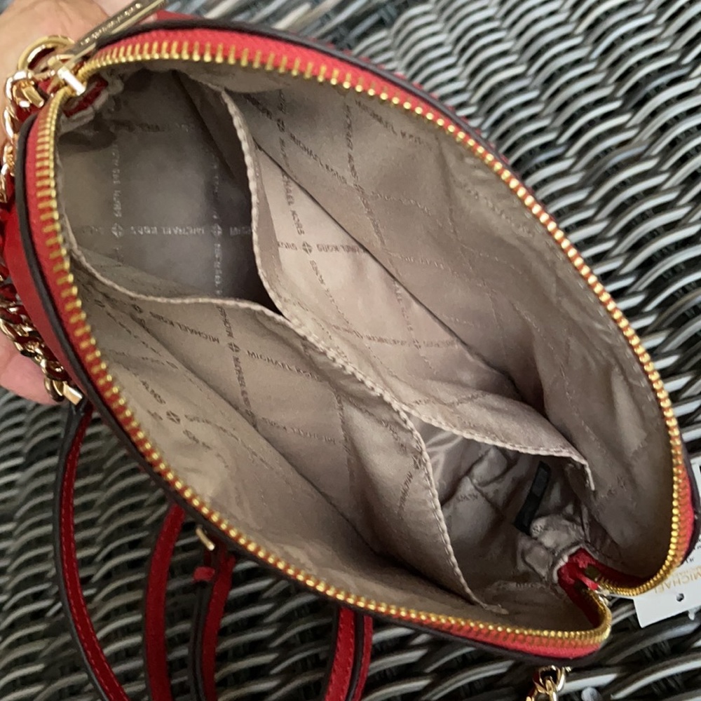 MICHAEL KORS Jet Set Travel Medium Logo Dome Crossbody Bag FLAME COLOR - Picture 8 of 16